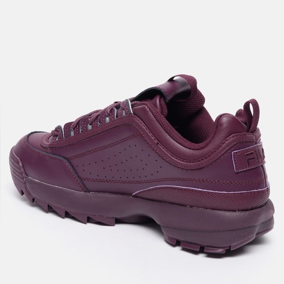 FILA PEACOAT DISRUPTOR II PREMIUM WOMEN'S SNEAKERS Deep Burgundy Athletic Shoes - Picture 3 of 9